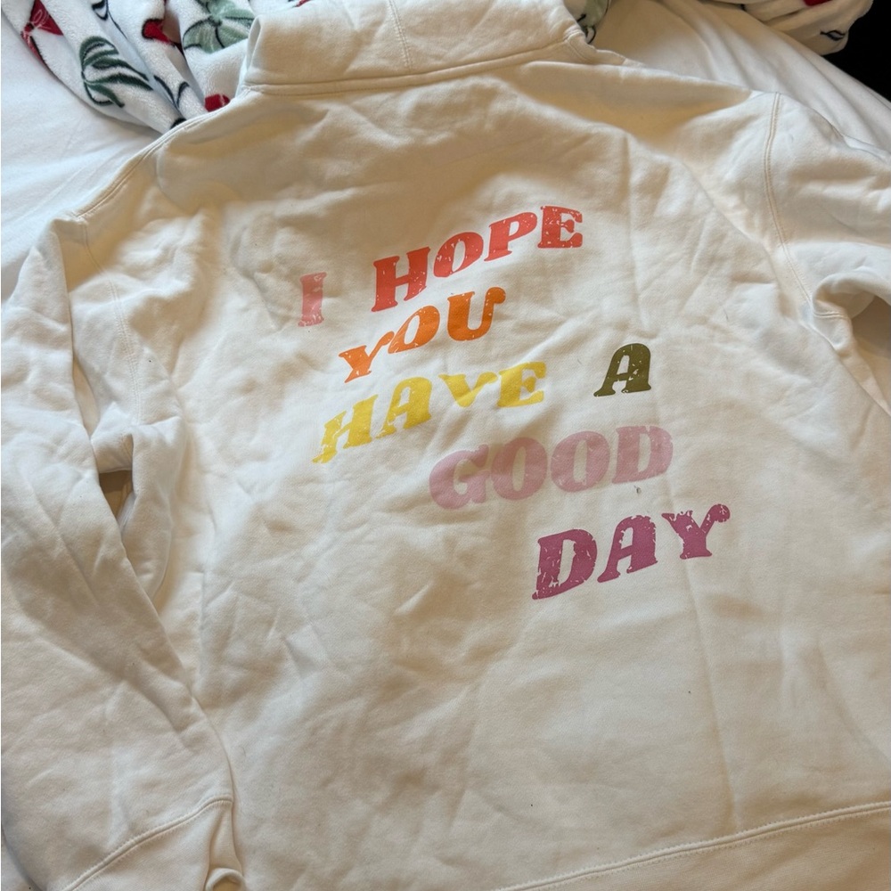 Lively White Hoodie with Black Text